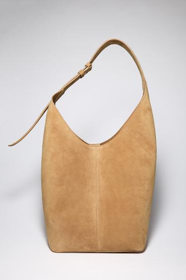 MAXI-BEUTELTASCHE AUS LEDER MIT HENKELDETAIL - SAND/BRAUN von Zara