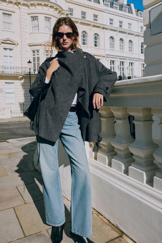 Zara WOOL BELTED DOUBLE-BREASTED COAT - Gray - Image 0