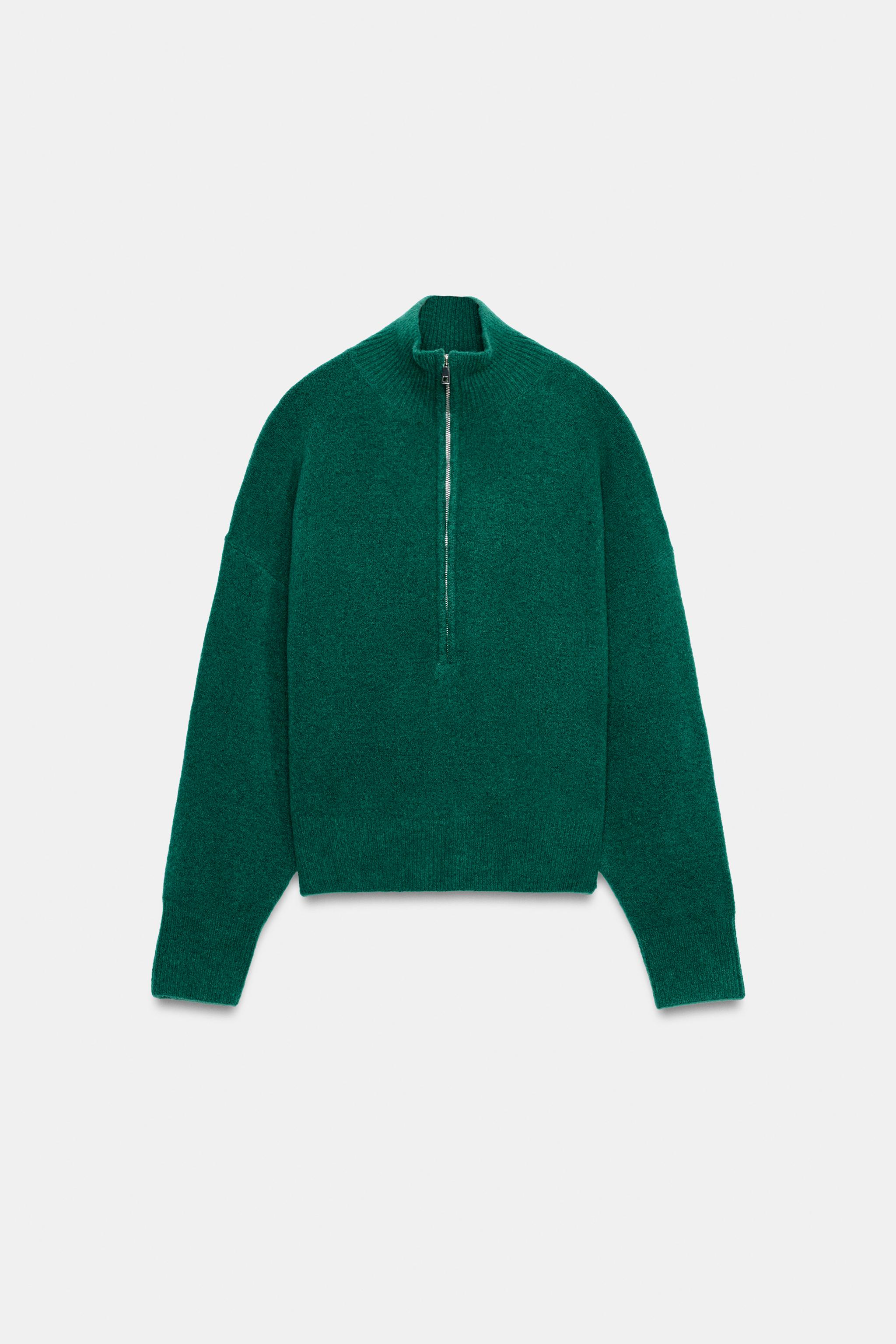 SUÉTER DE TRICÔ COM ZÍPER - Verde | ZARA Brasil