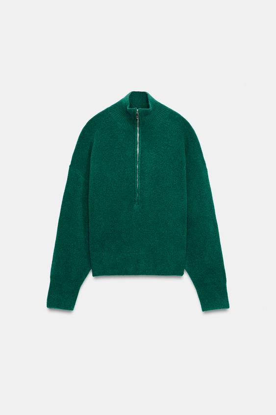 JERSEY PUNTO CREMALLERA - Verde de Zara - Imagen 0