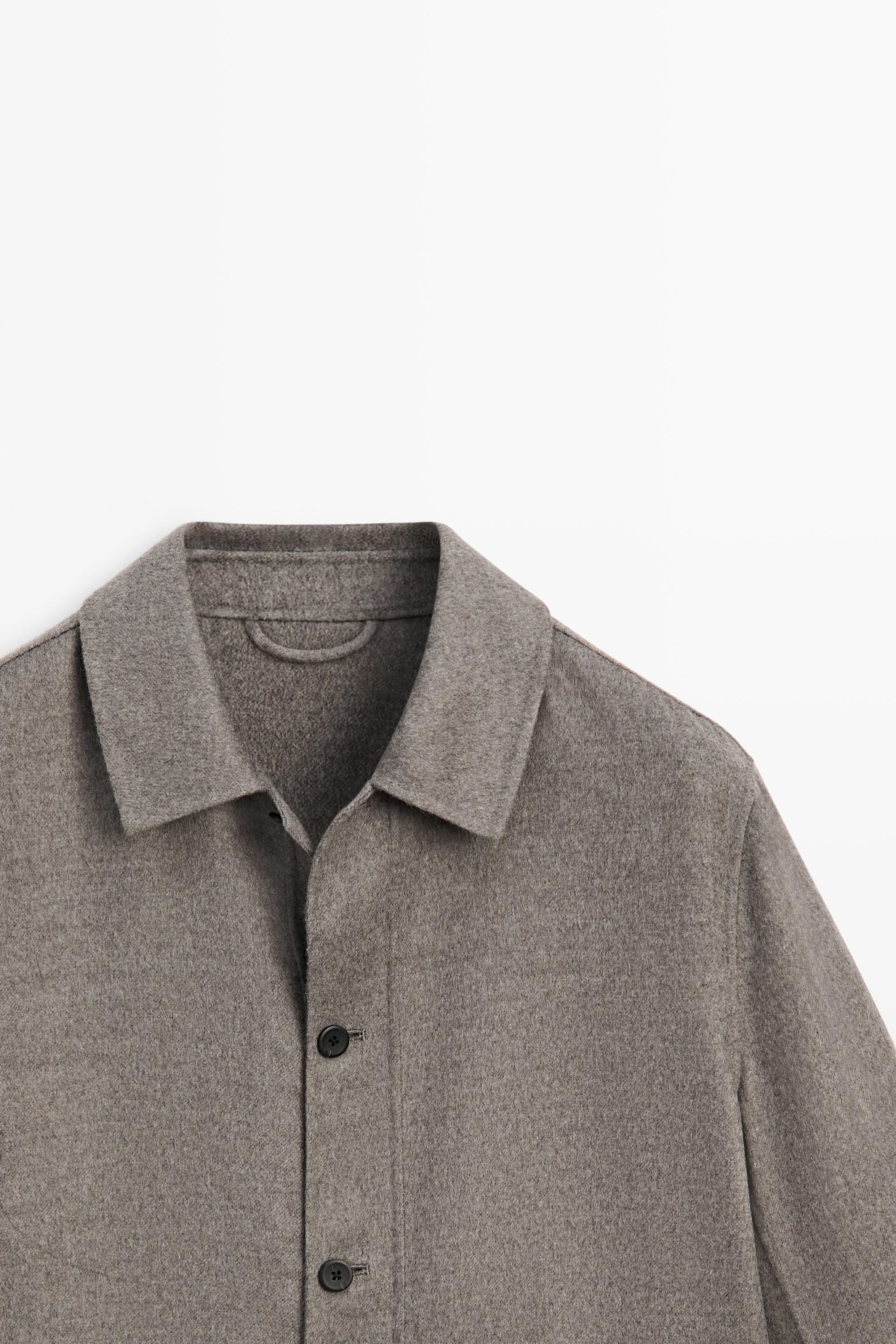 Wool blend overshirt with button detail - Mink | ZARA United States