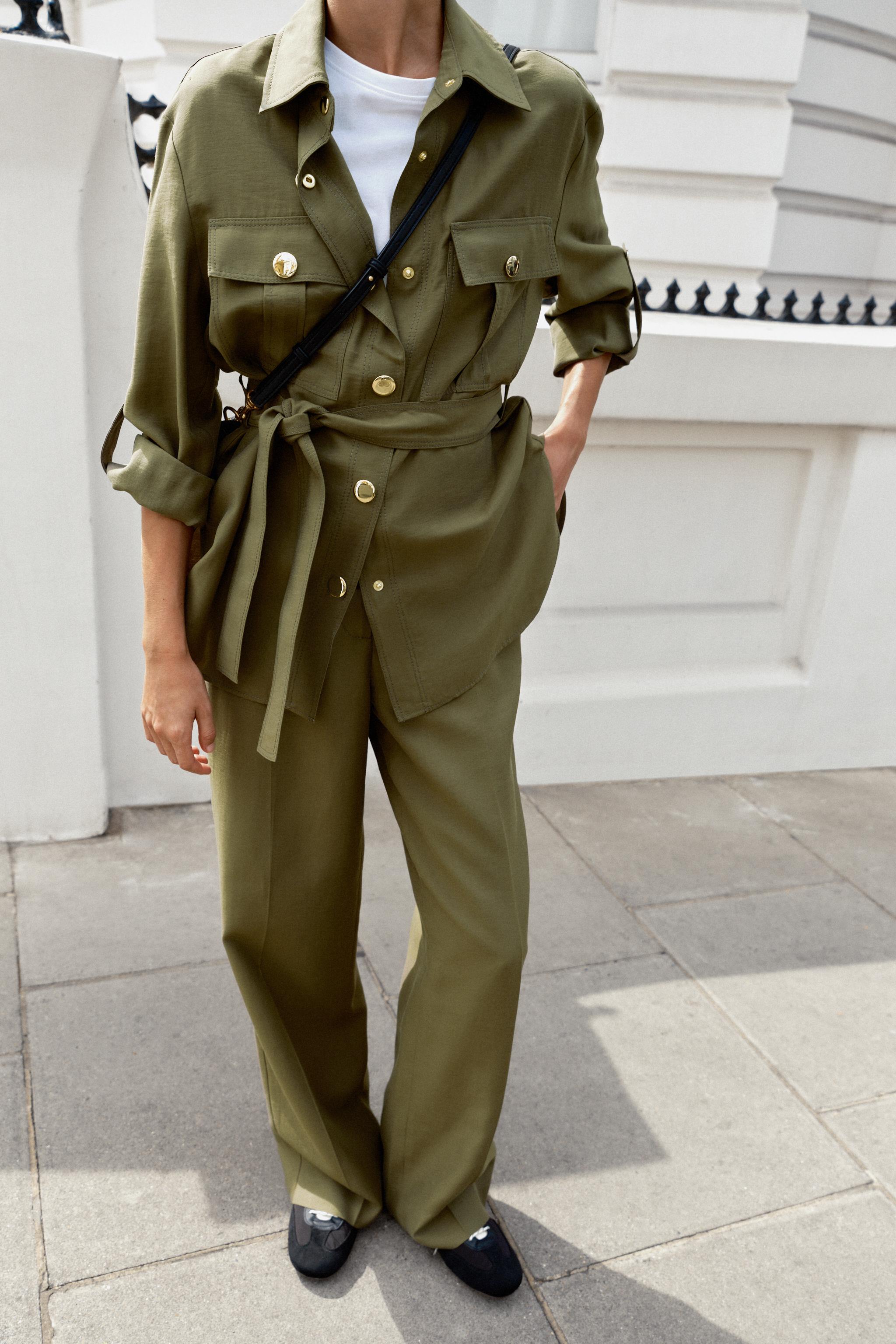 Женские куртки Zara BELTED SAFARI JACKET — фото 3