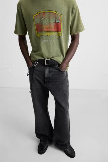 WASHED PRINT KNIT T-SHIRT - Green by Zara - Image 4
