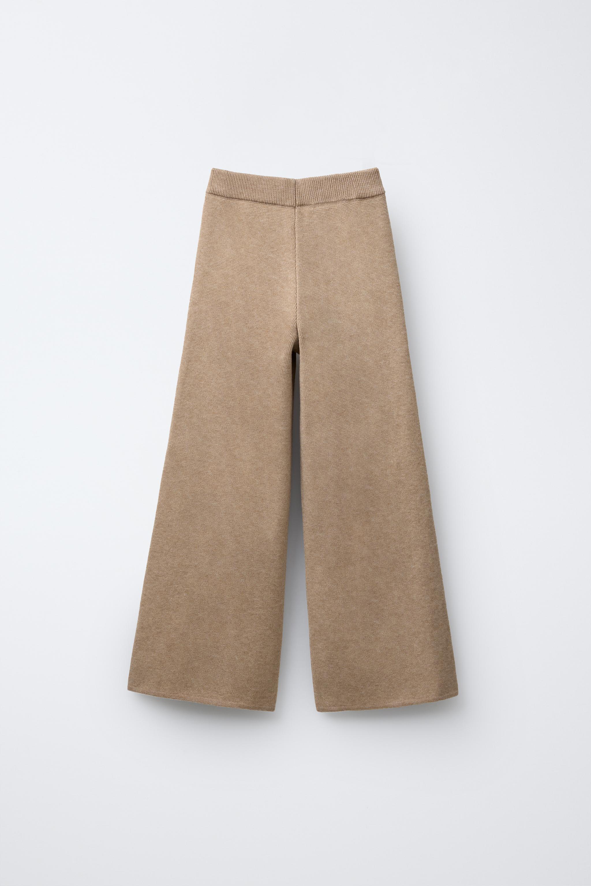 ワイドレッグニットパンツ - ゴールデンブラウン | ZARA Japan