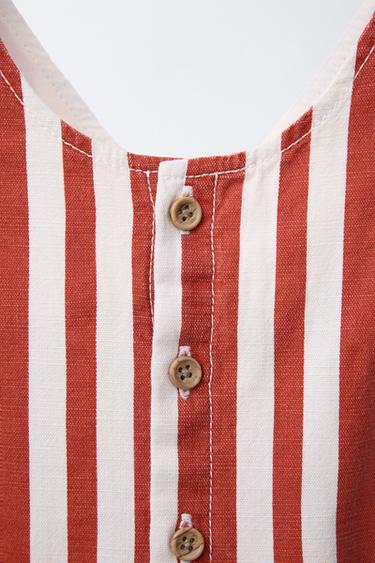 LONG STRIPED DUNGAREES - White / Red by Zara - Image 2
