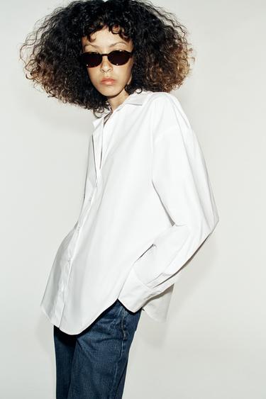 Zara 基礎款府綢襯衫 - 白色