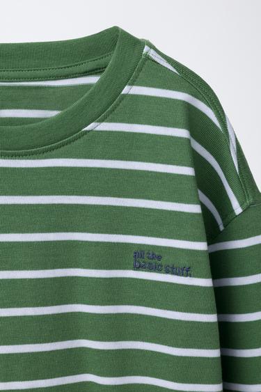 STRIPED HEAVY WEIGHT T-SHIRT - Green stripe by Zara - Image 2