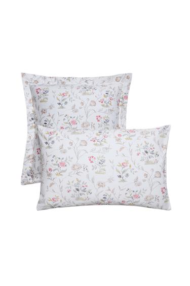 FLORAL SATEEN PILLOWCASE - Oyster-white by Zara