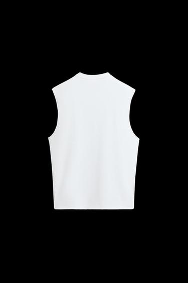 Zara IRREGULAR KNIT TANK TOP - White