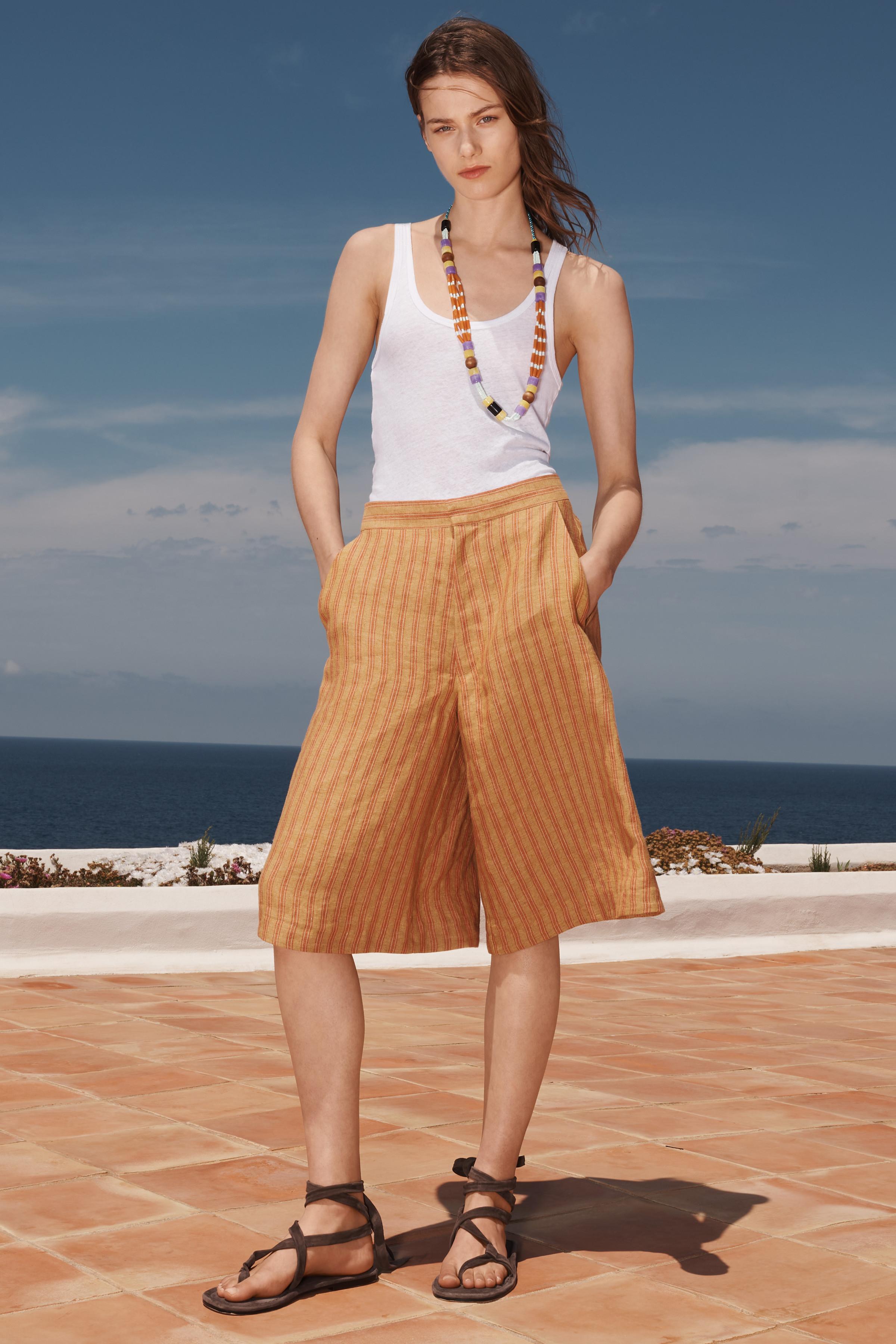 ストライプ柄パンツ LIMITED EDITION - 青色/白色 | ZARA Japan
