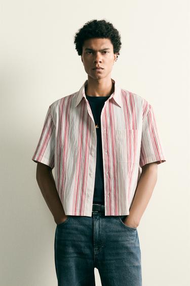 STRIPED BOXY FIT SHIRT - Pink by Zara