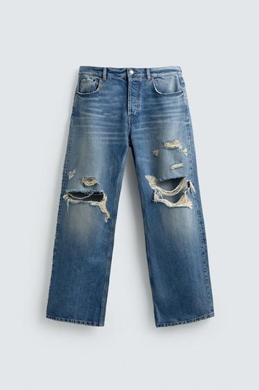 RIPPED RELAXED FIT JEANS - Blue by Zara - Image 6
