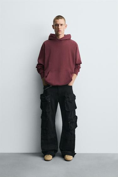 BASIC HOODIE - Burgundy by Zara