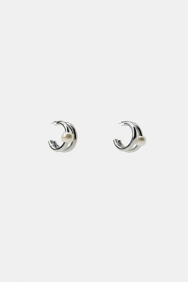 LOT DE BOUCLES D'OREILLES, EARCUFF ET PERLES - Argent de Zara - Image 3