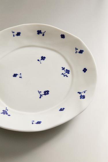 ASSIETTE À DESSERT PORCELAINE FLEUR - Blanc / Bleu marine de Zara - Image 2