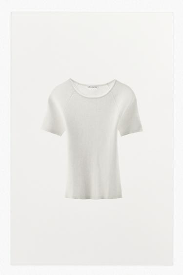 Zara BASIC RIB T-SHIRT - White