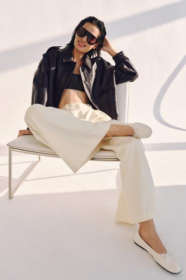 LIMITED EDITION LEATHER BALLERINAS WITH BOW - Ecru White by Zara - Image 0