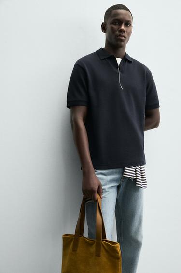 TEXTURED REGULAR FIT POLO SHIRT - Dark navy by Zara - Image 5