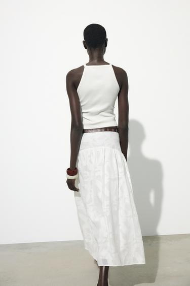 EMBROIDERED RIBBED T-SHIRT - White by Zara - Image 4