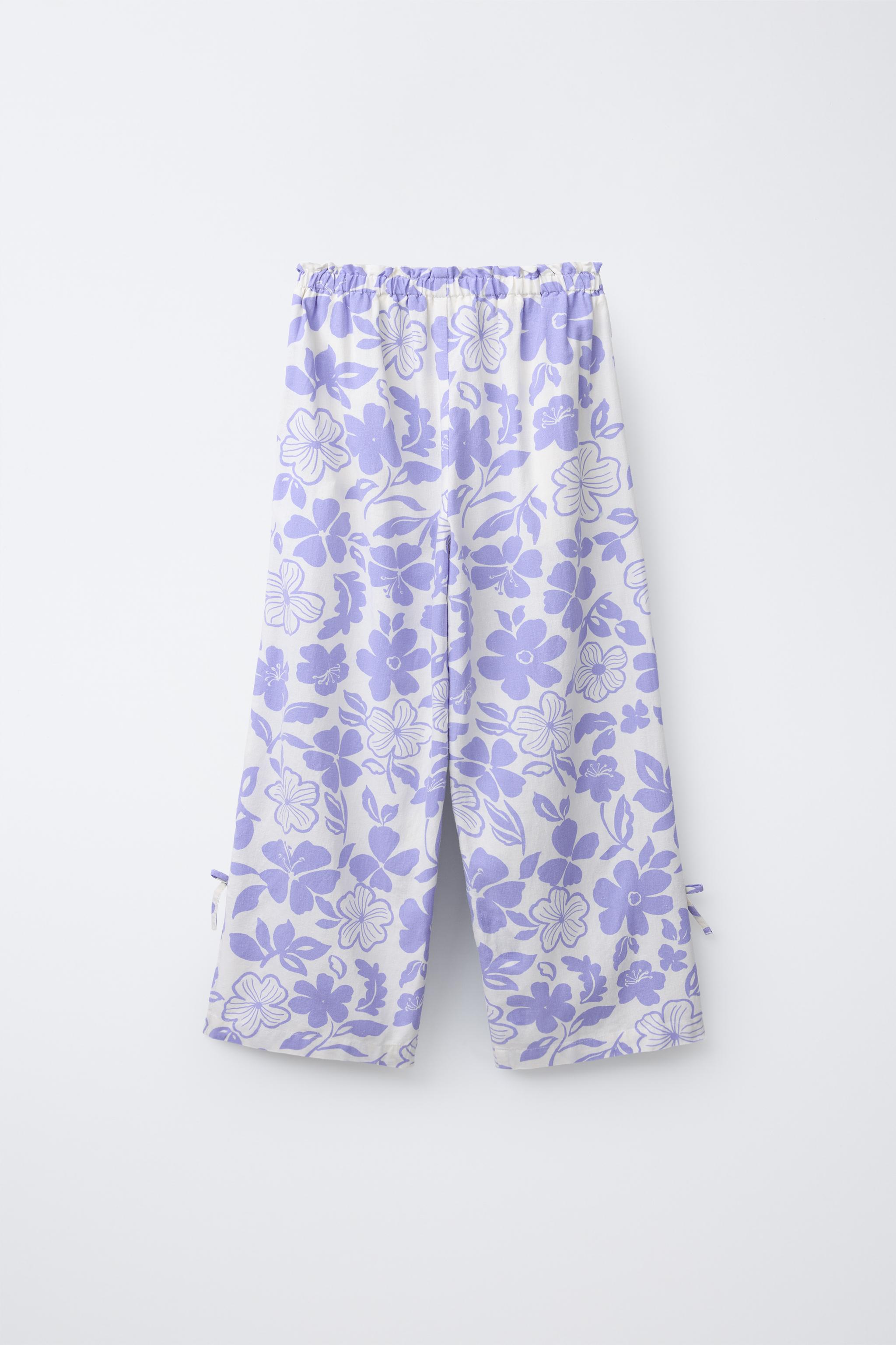 PRINTED STRAIGHT-LEG LINEN PANTS