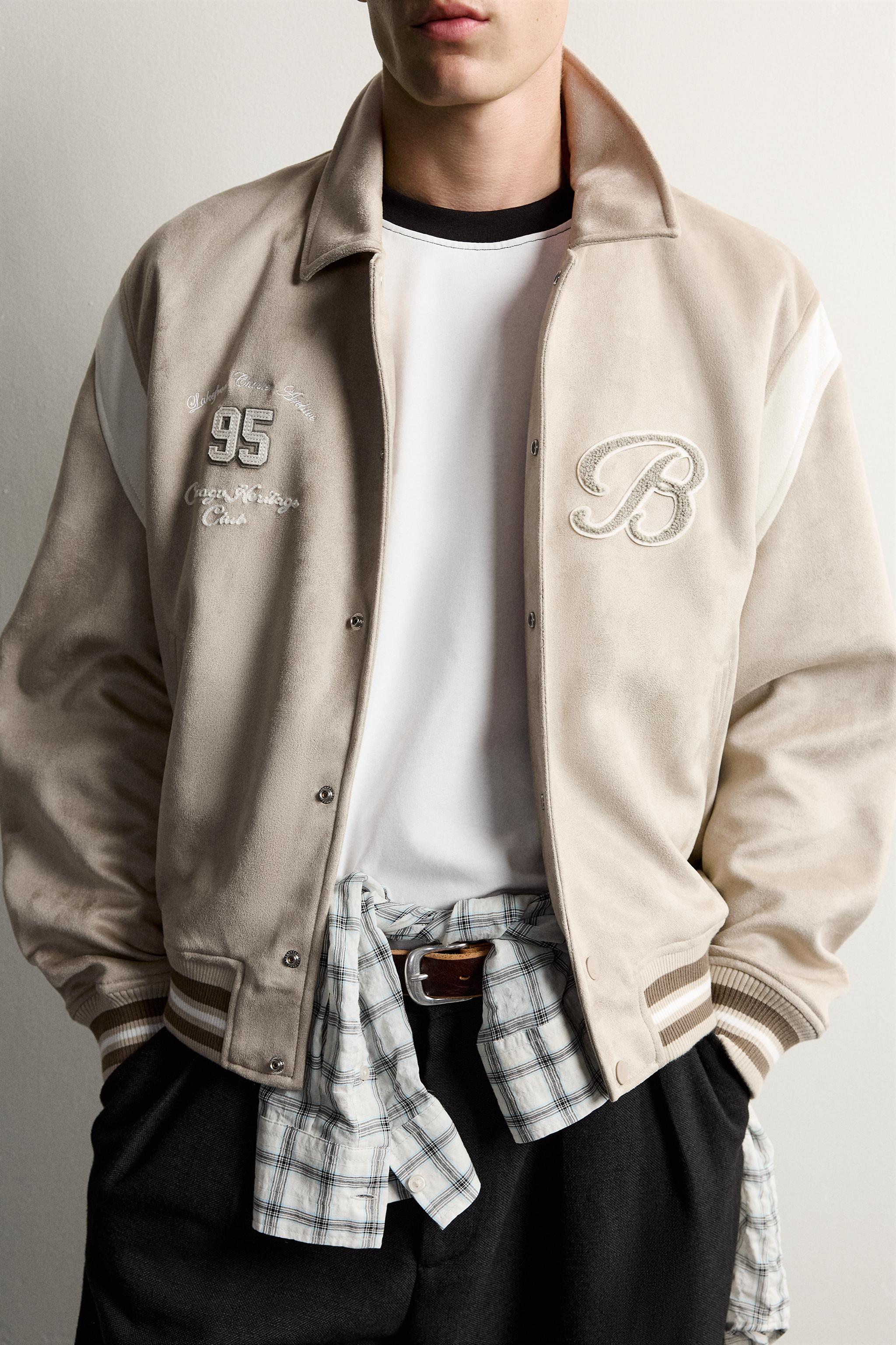 BLOUSON BOMBER EFFET DAIM À PIÈCES