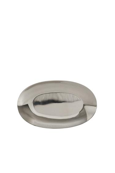 SHINY METAL BATHROOM TRAY - Silver by Zara