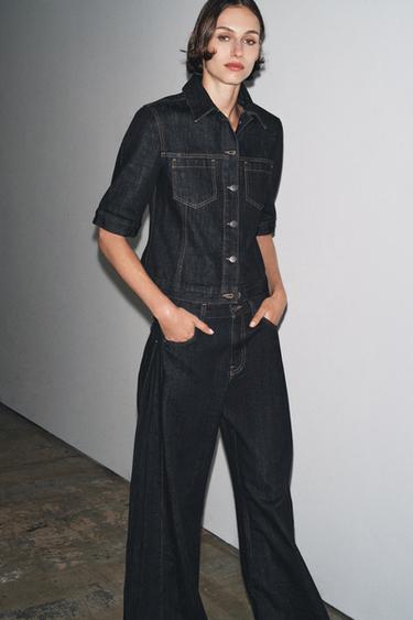 Zara PATCH POCKET DENIM JACKET ZW COLLECTION - Blue - Image 0