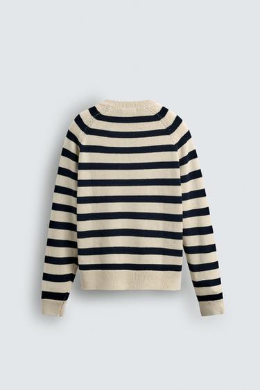 PULL À RAYURES ET COL BOUTONNÉ - Rayures de Zara - Image 7