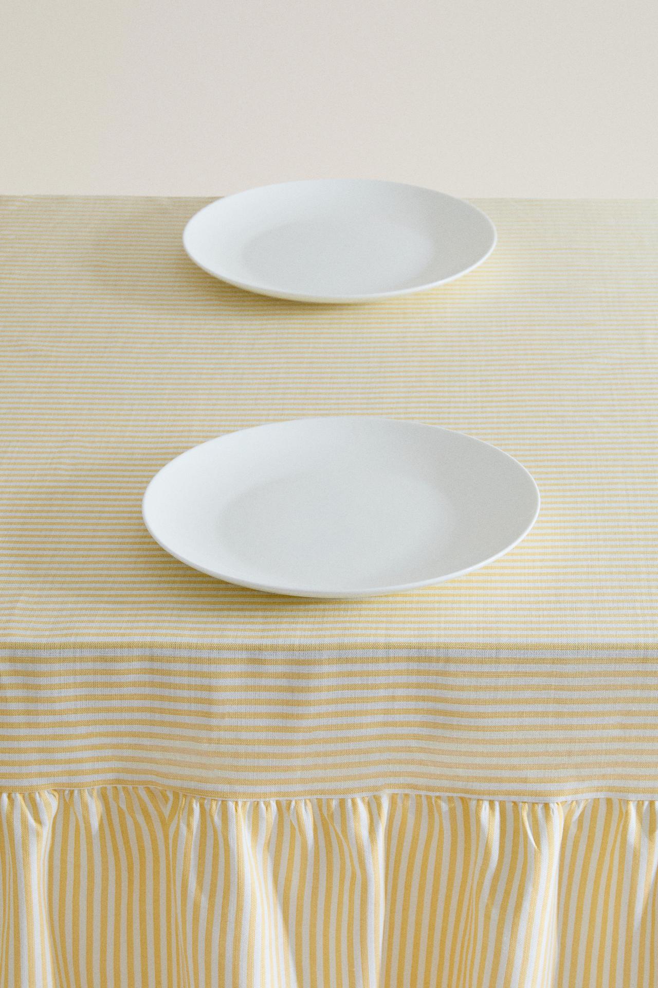 COTTON RUFFLED TABLECLOTH — Yellow