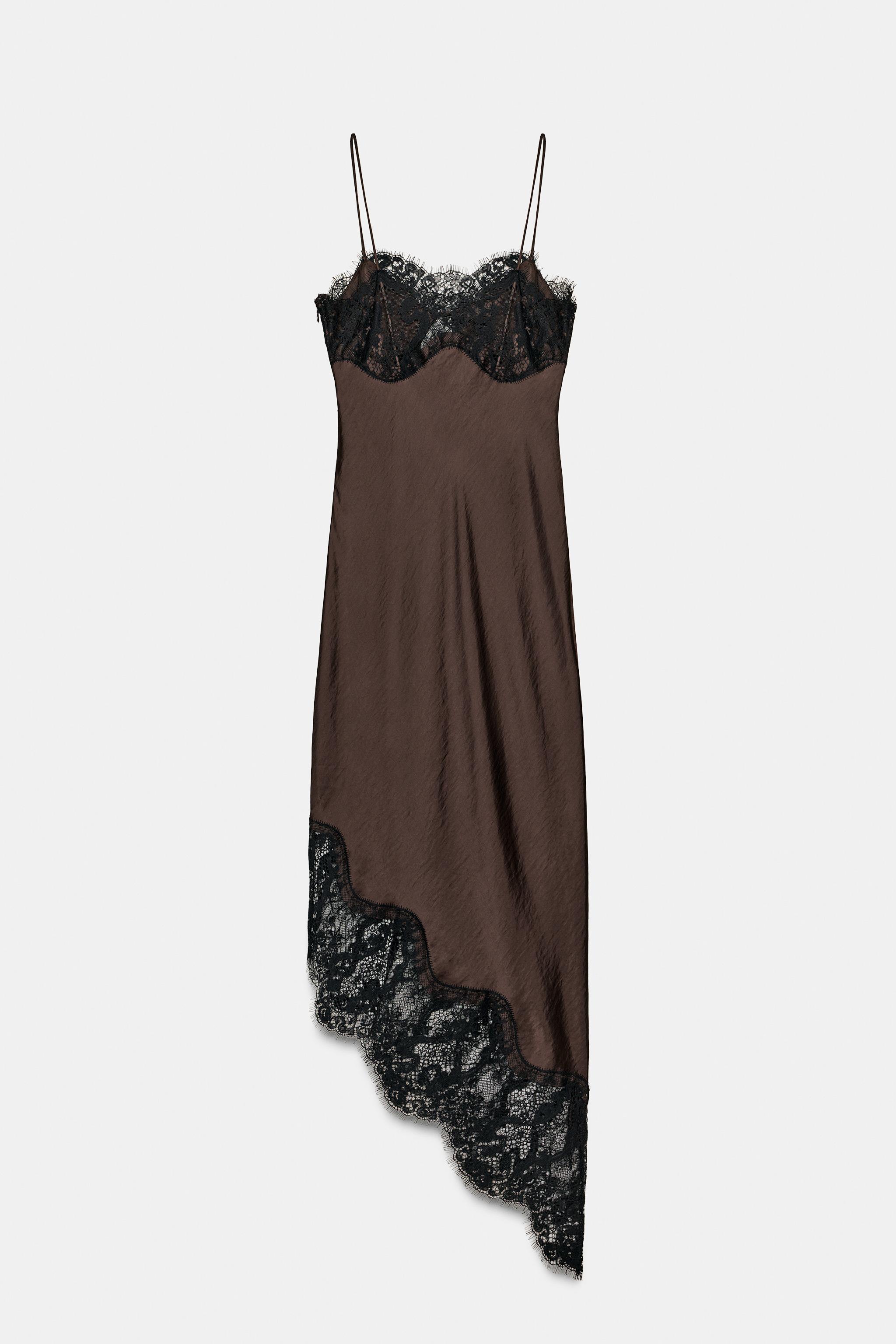 ASYMMETRICAL SATIN LACE DRESS ZW COLLECTION