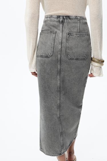 Z1975 DENIM CROSSOVER MIDI SKIRT - Grey by Zara - Image 4