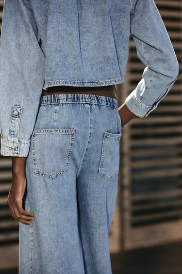 JEAN Z1975 JOGGER WIDE LEG TAILLE NORMALE LONG - Bleu moyen de Zara - Image 3