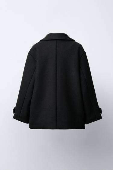MANTEAU EN DRAP DE LAINE - Noir de Zara - Image 3