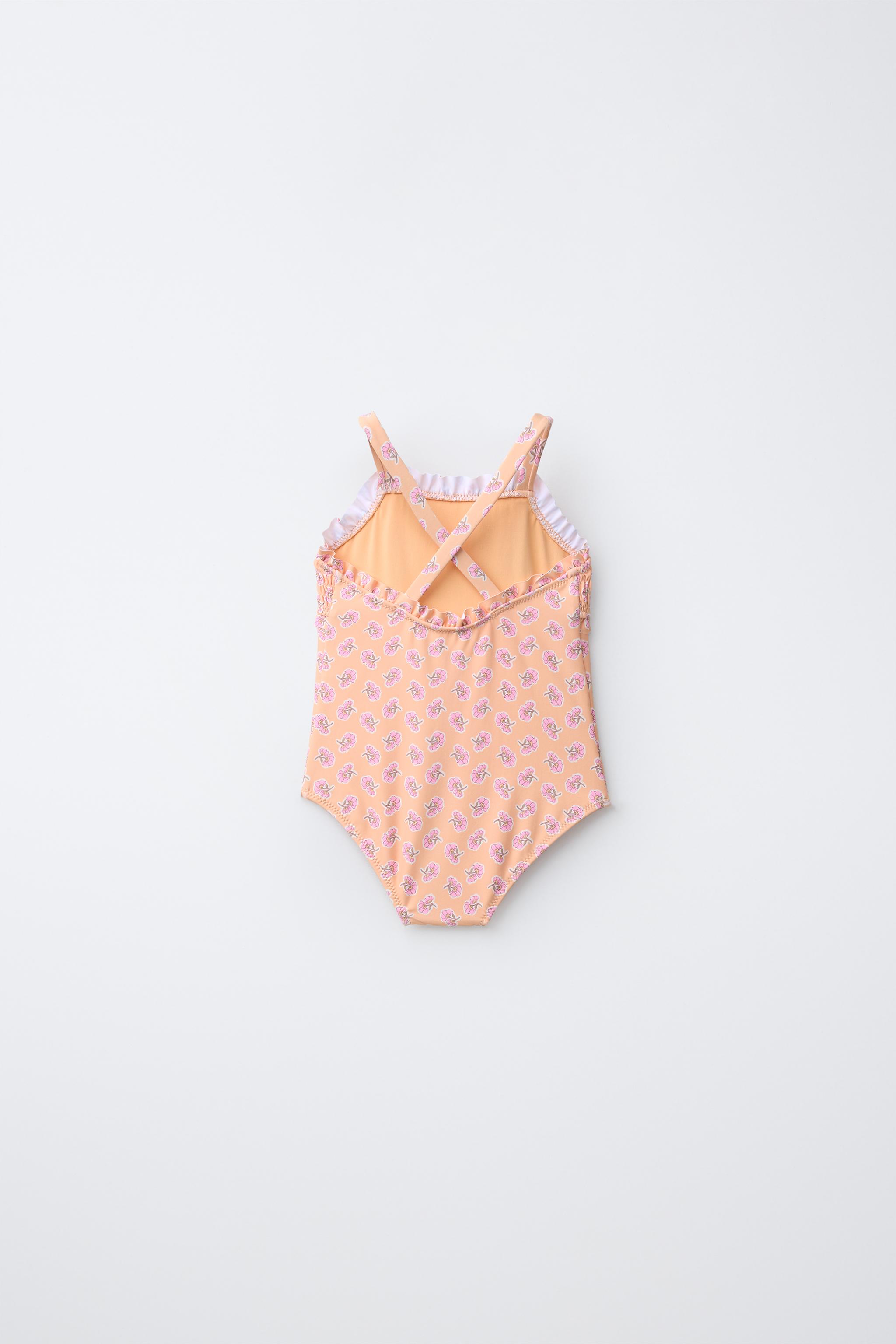 1-6 ANS/ MAILLOT DE BAIN NID D'ABEILLE À FLEURS