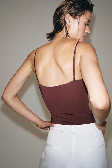 TOP EN MÉLANGE DE POLYAMIDE - GRENAT de Zara - Image 2