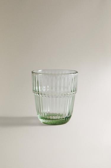 STRIPED COLOURED GLASS TUMBLER - Green by Zara