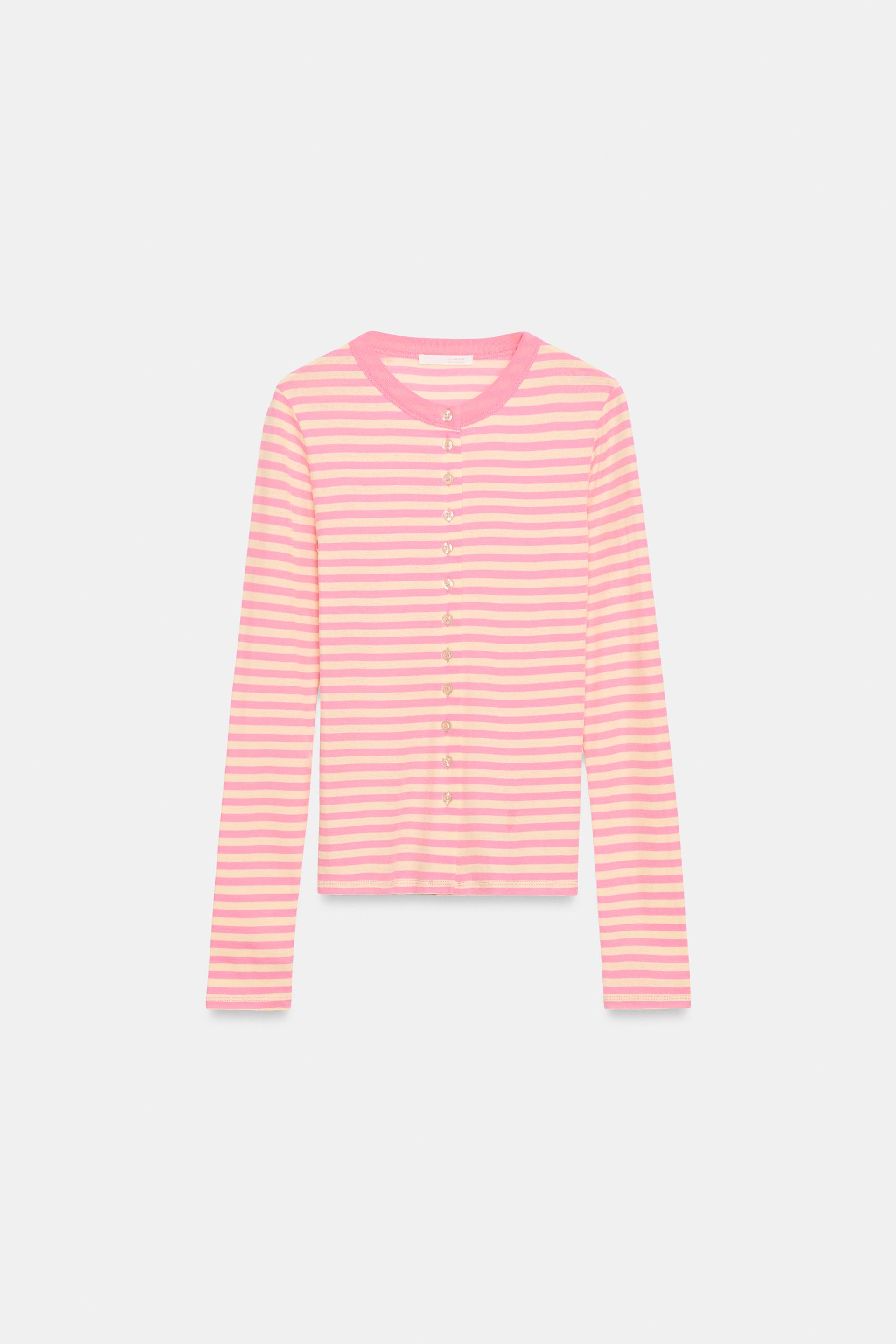 STRIPED BUTTON-UP T-SHIRT thumbnail 5