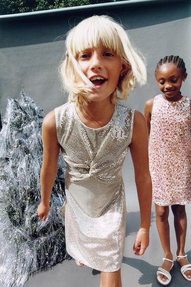 SHINY KNOTTED DRESS - Silver by Zara