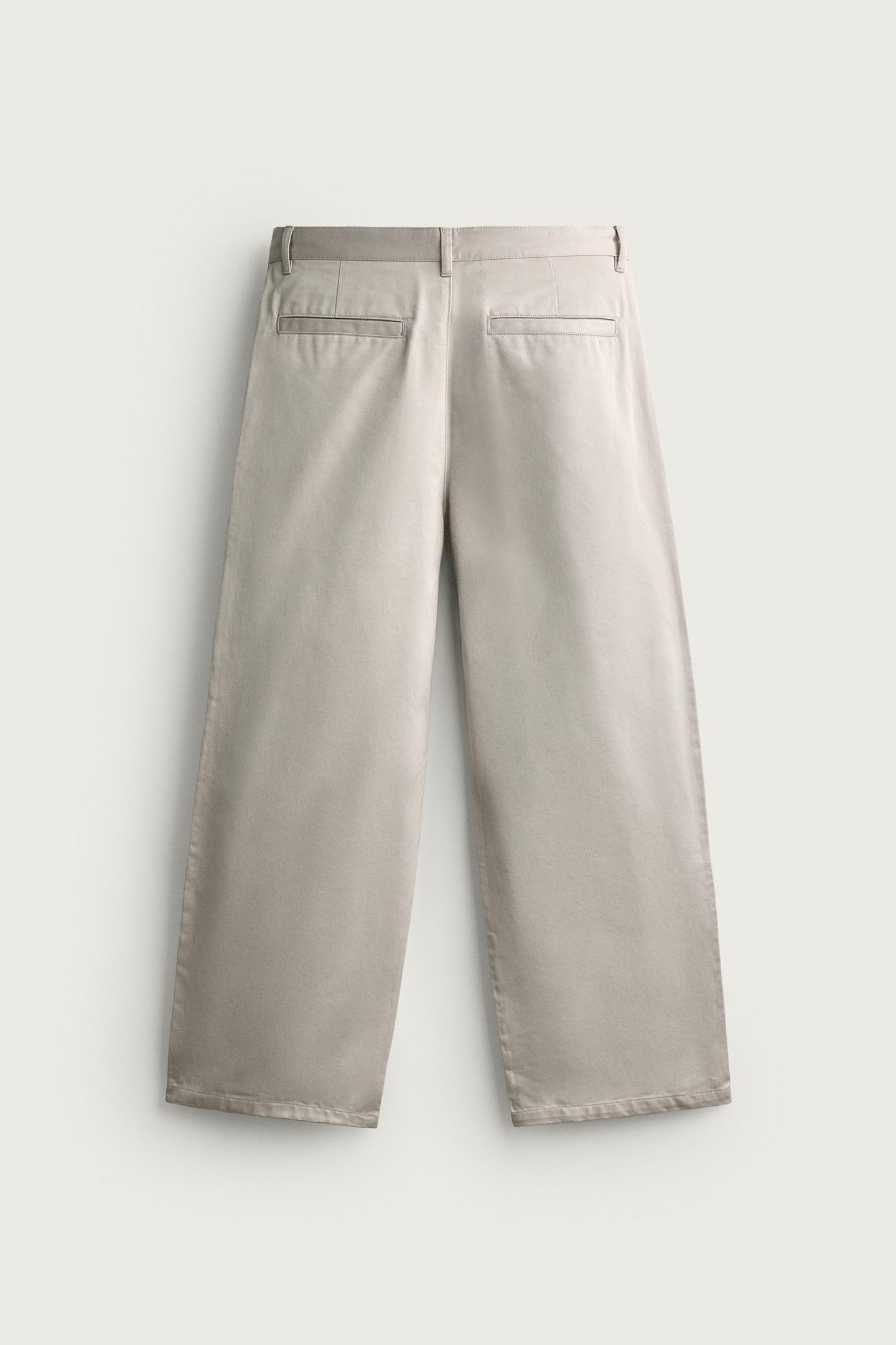 Мужские брюки Zara Straight Relaxed Fit Pocket, цвет: Серо-бежевый — фото 7
