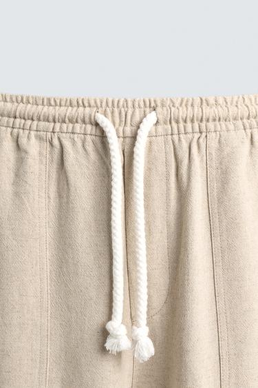 RELAXED FIT VISCOSE - LINEN TROUSERS - Light beige by Zara - Image 8