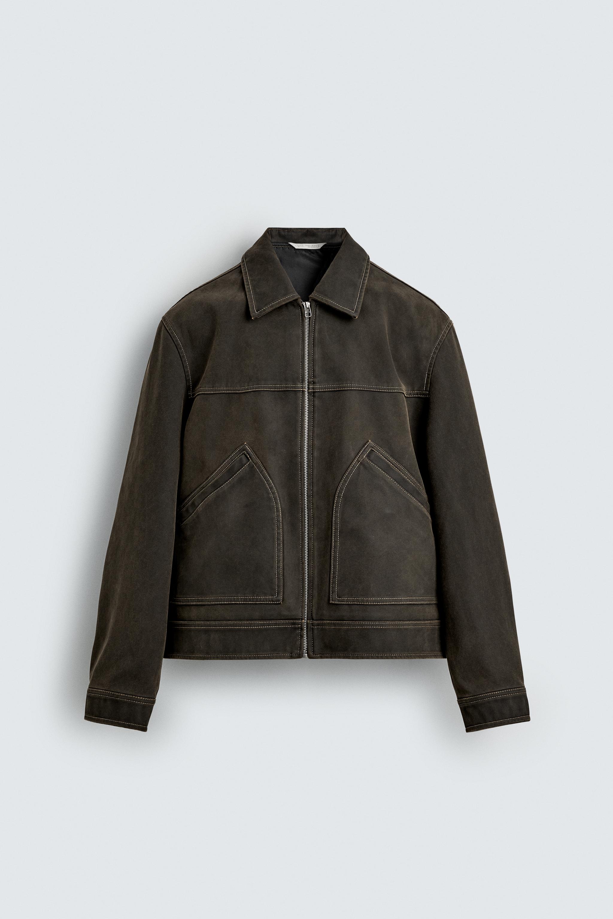 WASHED EFFECT TOPSTITCHING JACKET