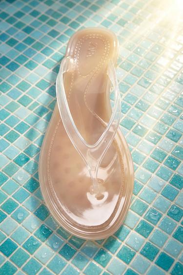 FLAT VINYL SANDALS - Pink by Zara
