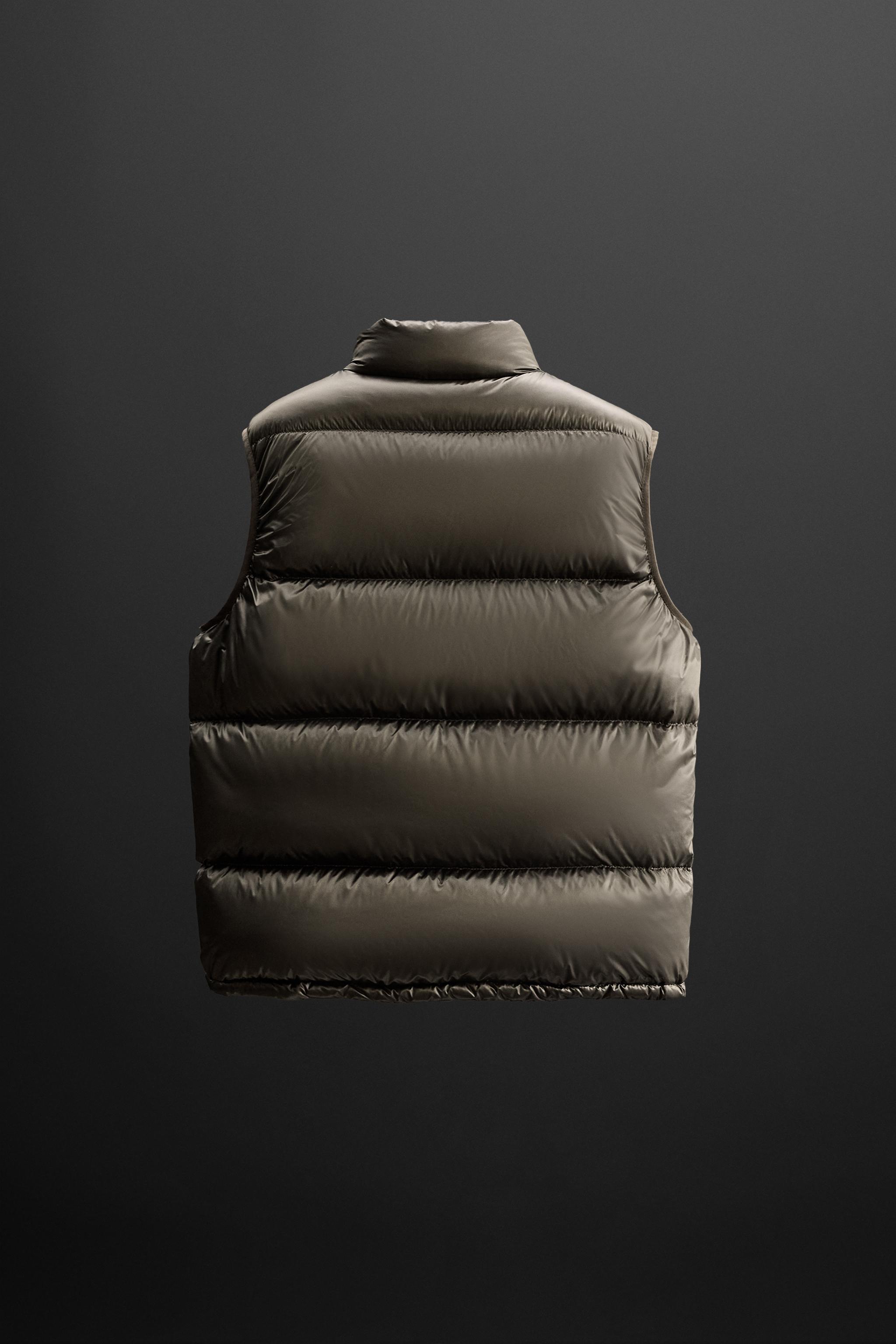 フェザー100% ダウン パフベスト - グレーグリーン | ZARA Japan