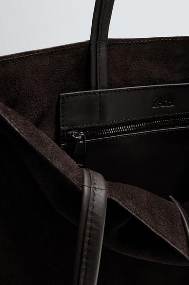 SAC SHOPPER EN CUIR - Marron de Zara - Image 3