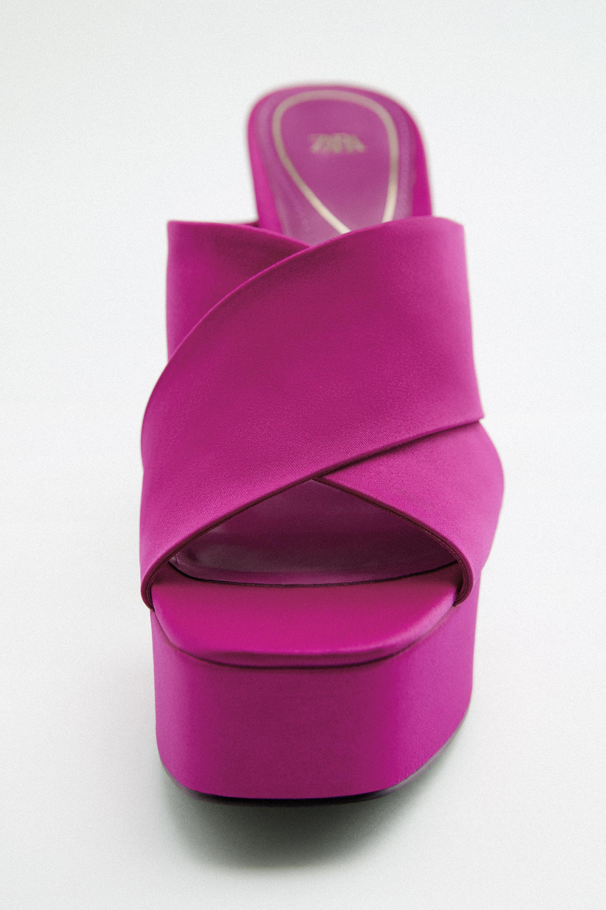 ZARA CHUNKY SATIN buy PLATFORM SANDALS FUCHSIA