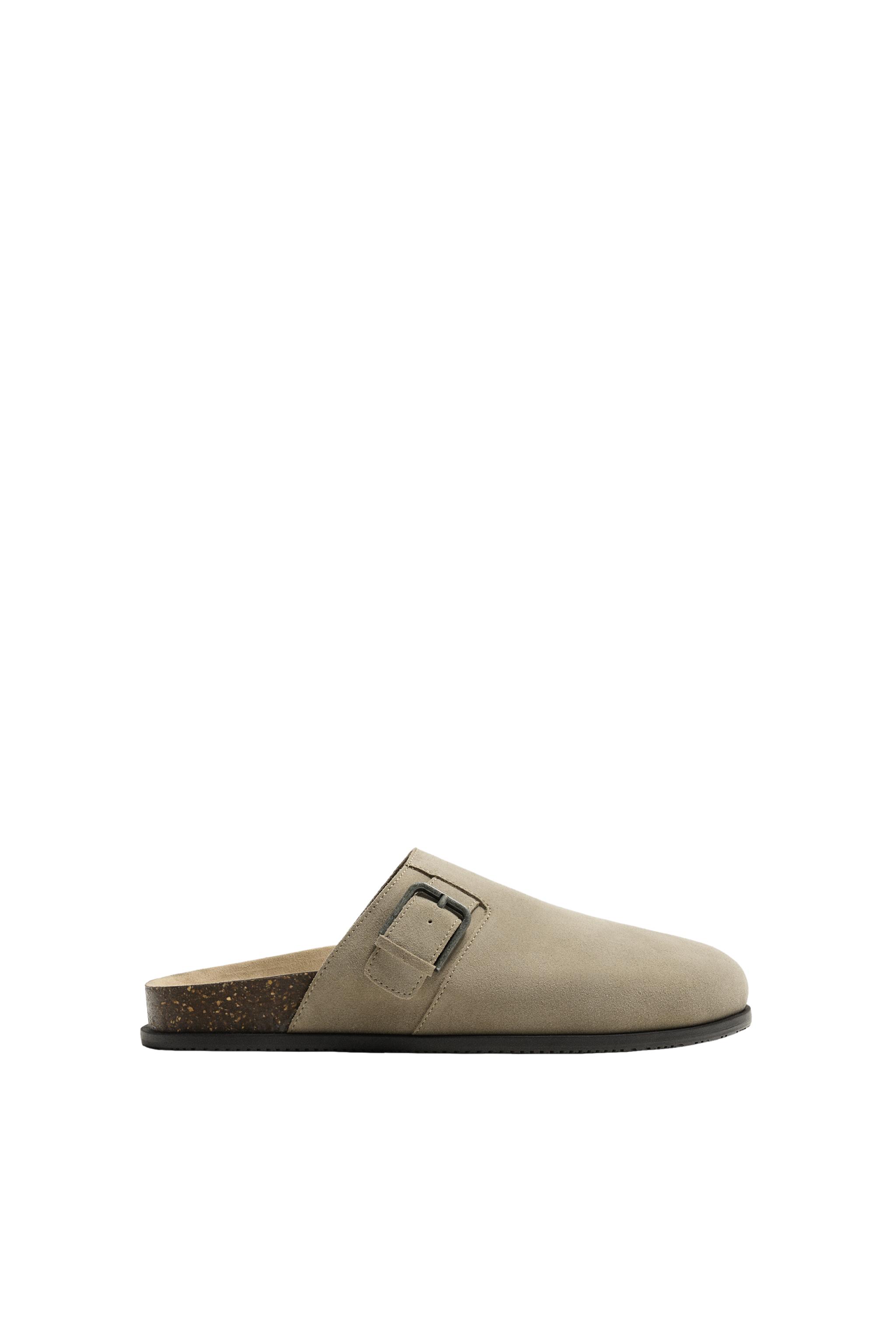 バックル付きレザークロッグサンダル - トープグレー | ZARA Japan / 日本