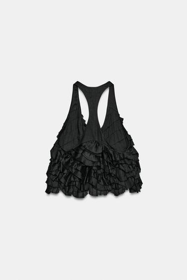 TOP VOLANTS AVEC RAMIE ZW COLLECTION - Noir de Zara - Image 7