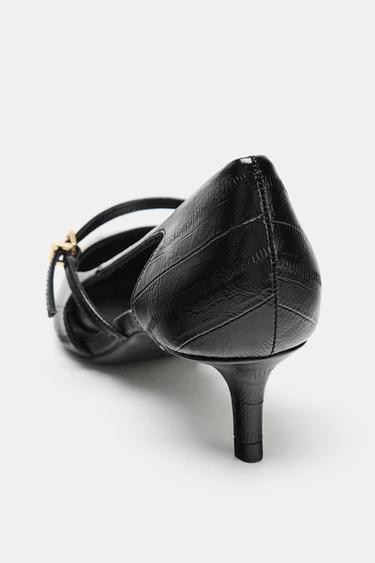 CHAUSSURES À TALONS EN RELIEF AVEC OUVERTURES LATÉRALES - Noir de Zara - Image 5