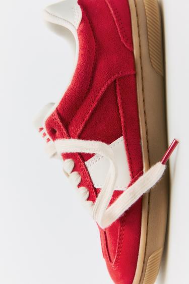 LEATHER PLIMSOLLS - Red by Zara - Image 0