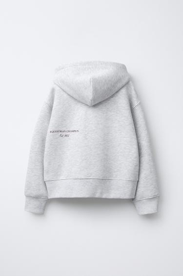 SWEAT-SHIRT ZIPPÉ AVEC INSCRIPTION - Gris de Zara - Image 1